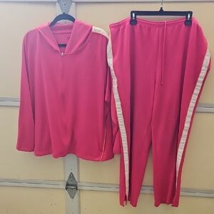 Athletic Works Hot Pink Track Jacket and Pants with White Stripe